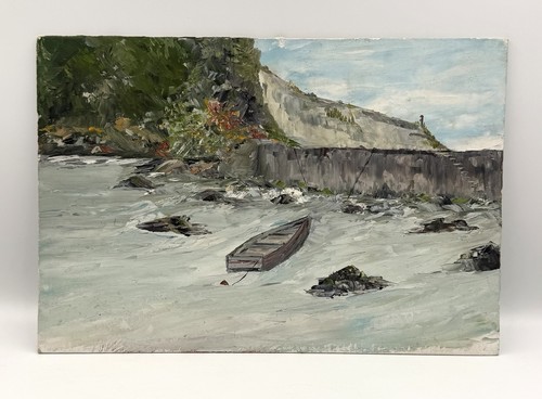 Huile sur carton barque - huile,