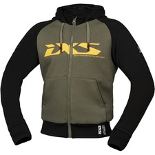 Veste de moto iXS Rapid 1.0 Hoodie Oliv/Orange avec protections