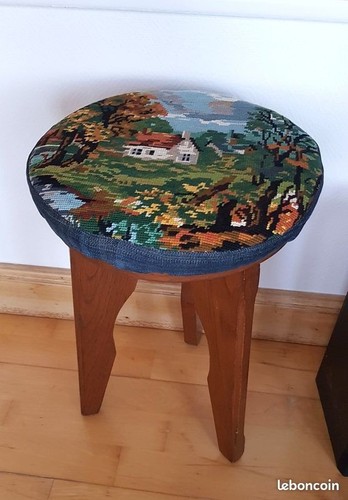 Tabouret vintage bois - tabouret,