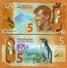 Nouvelle ZELANDE NEW ZEALAND Billet 5 $ 2015 P191 POLYMER PINGOUIN NEUF UNC