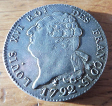 monnaie argent ecu 6 livres 1792 I louis 16 2em semestre