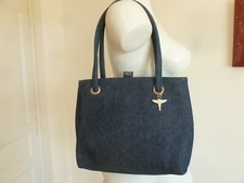 SAC NEUF FORME CABAS MARQUE MARTIAL VIAHERO EN TOILE JEANS BLEU INDIGO  
