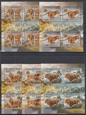 PK23823/ BURUNDI – LIONS – COMPLETE SET OF 4 MINT MNH SOUVENIR SHEETS & BLOCK