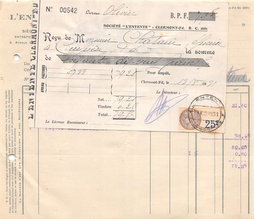 Facture 1931 societe l - facture,