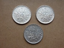 Lot de 3  pièces de 5 francs