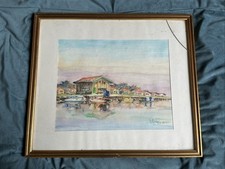 Aquarelle ancienne paysage -