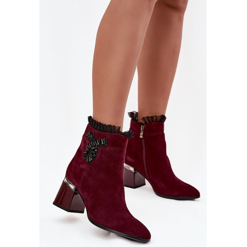Burgundy green boots women - burgundy,