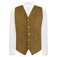 Gilet En Laine Herringbone Marron Miel De Luxe, Tweed