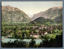 Berner Oberland. Interlaken. Generalansicht. PZ vintage photochromie,  photoch