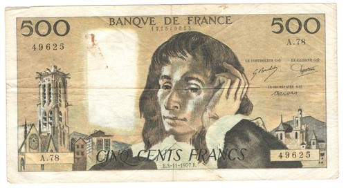 500 francs note - 500,