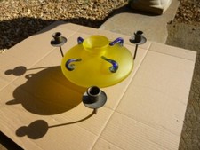 SUPERBE VASE ANCIEN EN PATE DE VERRE avec support métal 3 bougeoirs