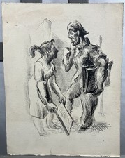 Dessin d'Alexis Hinsberger (1907-1996) illustrations homme fumant la pipe