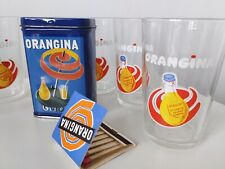 Lot de 6 verres Orangina + 1 boite + 1 pochette d'allumette