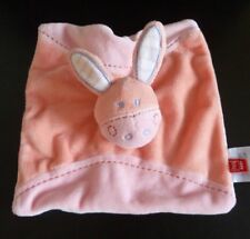 *. DOUDOU PLAT TEX BABY ANE CHEVAL lapin ROSE ORANGE FOULARD MAUVE RAYE NEUF *