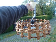 Lustre Plafonnier Suspension Bois Corde Déco Vintage 1970 Ancie