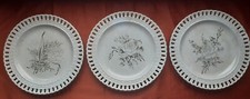 Lot de 3 Assiettes Ajourées Blanches Noires KG Lunéville France à partir de 1889