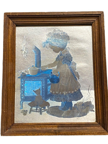 Ancien cadre tableau argenté - ancien,