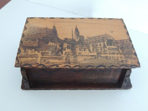 Coffret bois pyrogravure - bois,