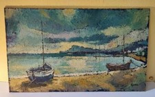 Tableau huile paysage marin - tableau,