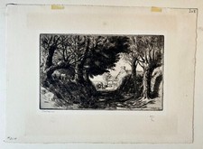 FRELAUT Jean - "Le chemin sombre". 1931. Eau-forte et pointe sèche, signée.