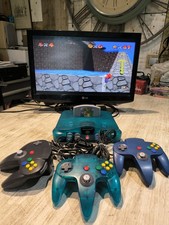 Nintendo 64 Crystal Blue Memory Expansion Pack  3 Manettes - PAL NUS 001-EUR N64