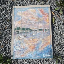 Peinture Pastel Bateaux / Bord De Mer  Signé / Réf A579