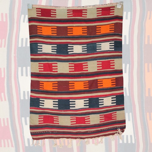 Kilim bleu vintage - , fait