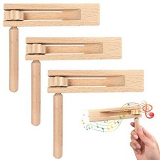 3 Pièces Crecelle en Bois Enfants Cliquet en BoisCréateur de Bruit à Cliquet ...