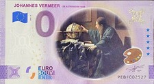 BILLET 0  EURO JOHANNES VERMEER 6 ASTRONOME COULEUR  2021  NUMERO DIVERS 