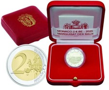 PRECOMMANDE Coffret Pièce BE "Belle Epreuve" 2€ Monaco 2025 Marquisat des Baux