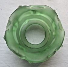 Tulipe de lampe Art Déco en verre vert en forme de rose, trou pour griffe