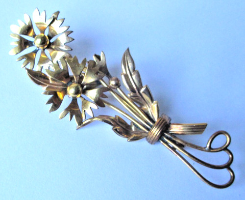 Ancienne broche fleur plaqué
