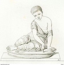 Jean Jacques Pradier La Joueuse d'Osselets - Gravure originale XIXème siècle