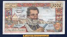 5000 Francs Henri IV 3/10/1957 A.25 TTB + SUP 19591  - Type 1957