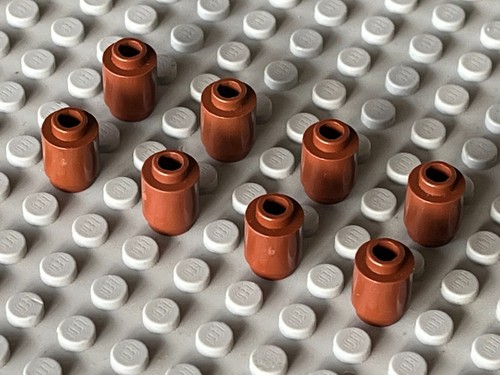 Lego redbrown brick round - x,