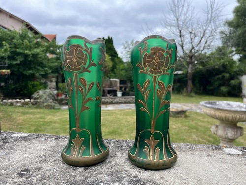 Paire vases art nouveau - nouveau, en