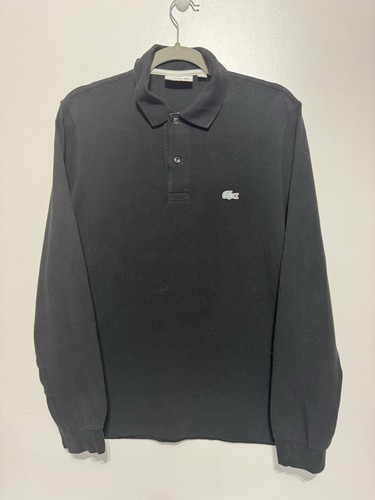 Polo lacoste noir manches - noir,
