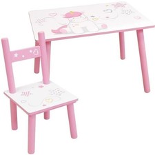 FUN HOUSE - Table licorne h 41,5 cm x l 61 cm x p 42 cm avec une chaise h 49,...
