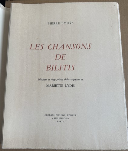 Les chansons bilitis - les,