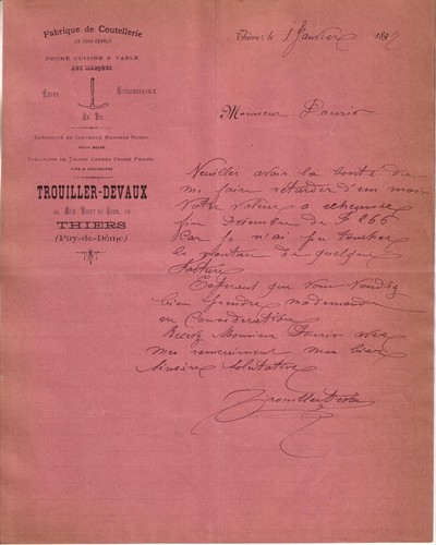 Thiers lettre trouiller - lettre,