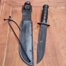 Imposant Couteau de Chasse CAMILLUS NEW YORK U.S.A Manche en Cuir + Étui Cuir 