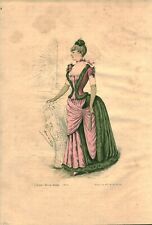 Gravure ancienne 1883 l'art et la mode dessin de Mlle M. de Solar issue du livre