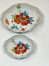 2 Vide-Poche Raviers RAYNAUD LIMOGES PORCELAINE MODÈLE DAMON Décors Floral Doré