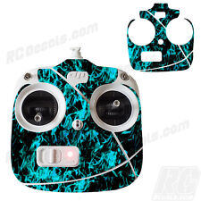 DJI Phantom 2 Drone Wrap RC Quadcopter Decal Custom Skin Controller Cyan Flames