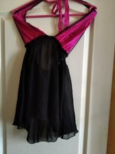 Nuisette voile noire et rose