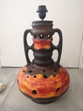 pied de lampe céramique fatlava vintage kaiser leuchten 1962 marron et orange