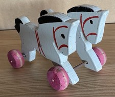 Ancien Jouet En Bois Chevaux