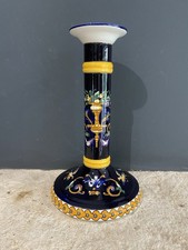 Pied De Lampe Bougeoir Ancien Faïence de GIEN Modèle Renaissance Bleu