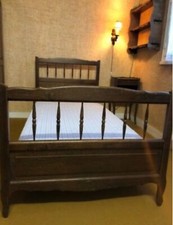 Cadre de lit 90x190, bois, marron de style rustique