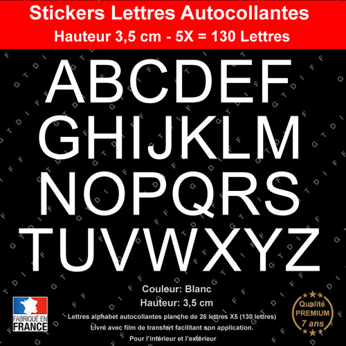Lettres adhésives cm - adhésives, 3,5
